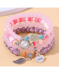 Korean Fashion Sparkling Rhinestone Women Statement Bracelet - Silver