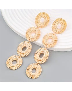 U.S. Bold Fashion Style Rhinestone Inserted Irregular Alloy Women Earrings - Red