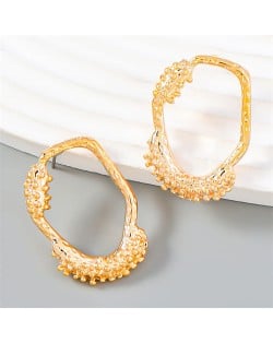 Bohemian Style Oval Dangle Alloy Hollow-out Fashion Wholesale Earrings - Silver
