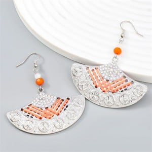 Vintage Style Fan Shape Three-dimensional Sense Design Wholesale Earrings - Silver