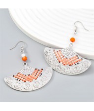 Vintage Style Fan Shape Three-dimensional Sense Design Wholesale Earrings - Silver