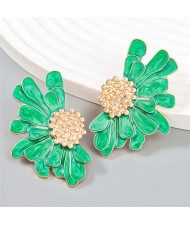 Vintage Oil-spot Glaze Flower Fashion Wholesale Women Stud Earrings - Black