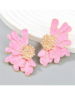 Vintage Oil-spot Glaze Flower Fashion Wholesale Women Stud Earrings - Green