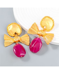 Vintage Oil-spot Glaze Flower Fashion Wholesale Women Stud Earrings - Pink