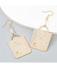 Unique Design Handbag Modeling Dangle Fashion Wholesale Women Earrings - Golden