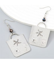 Unique Design Handbag Modeling Dangle Fashion Wholesale Women Earrings - Silver