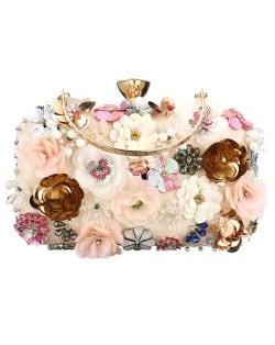 Fashion Exquisite Three-dimensional Floral Women Evening Handbag - Black