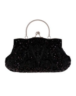 Retro Style Gorgeous Shiny Embroidered Beaded Women Evening Handbag - Red