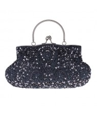 Retro Style Gorgeous Shiny Embroidered Beaded Women Evening Handbag - Pink