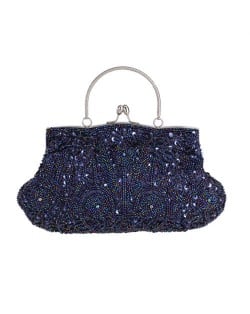 Retro Style Gorgeous Shiny Embroidered Beaded Women Evening Handbag - Dark Gray