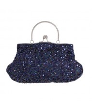 Retro Style Gorgeous Shiny Embroidered Beaded Women Evening Handbag - Royal Blue