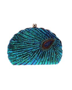 Retro Style Gorgeous Shiny Embroidered Beaded Women Evening Handbag - Royal Blue