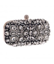 Shinny Rhinestone Fashion Hand Made Women Evening Handbag - Black