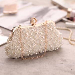 Elegant Gorgeous Hand Made Pearl Women Fashion Evening Handbag