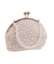 Scallop Shape Design Pearl Hand Made Women Fashion Evening Handbag