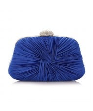 Exquisite Pleated Satin Handmade Fashion Women Evening Handbag - Blue
