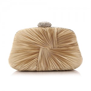 Exquisite Pleated Satin Handmade Fashion Women Evening Handbag - Champagne