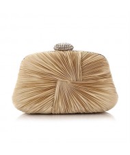 Exquisite Pleated Satin Handmade Fashion Women Evening Handbag - Champagne