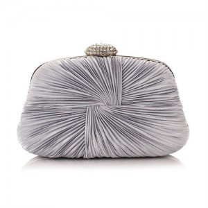 Exquisite Pleated Satin Handmade Fashion Women Evening Handbag - Silver