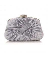 Exquisite Pleated Satin Handmade Fashion Women Evening Handbag - Silver
