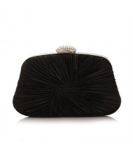 Exquisite Pleated Satin Handmade Fashion Women Evening Handbag - Black