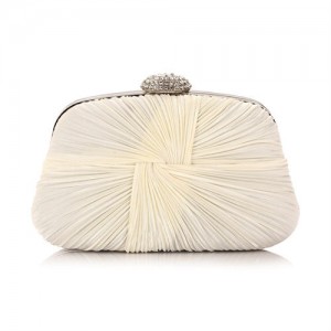 Exquisite Pleated Satin Handmade Fashion Women Evening Handbag - Beige