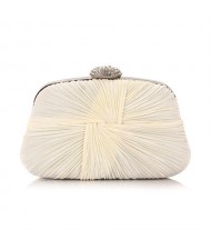 Exquisite Pleated Satin Handmade Fashion Women Evening Handbag - Beige