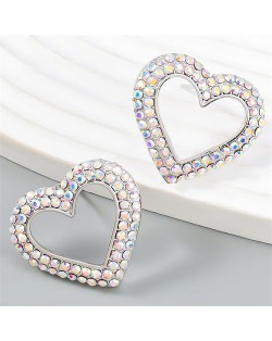 Exaggerated Super Shiny Rhinestone Curved Design Wholesale Fashion Earrings - Rose Blue