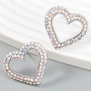 Korean Fashion Hollow-out Heart Shape Design Wholesale Fashion Earrings - Silver