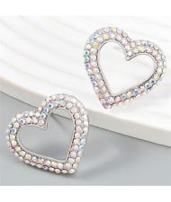 Korean Fashion Hollow-out Heart Shape Design Wholesale Fashion Earrings - Silver