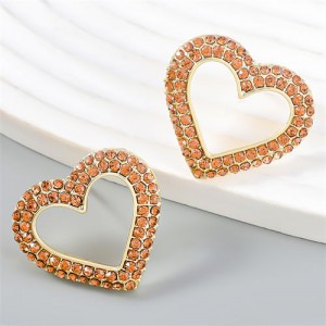 Korean Fashion Hollow-out Heart Shape Design Wholesale Fashion Earrings - Golden