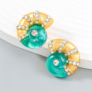 Rhinestone Decorated Unique Conch Design Wholesale Fashion Earrings