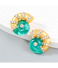 Rhinestone Decorated Unique Conch Design Wholesale Fashion Earrings