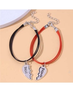 Red and Black Rope Texture Charm Fashion Friendship Bracelets