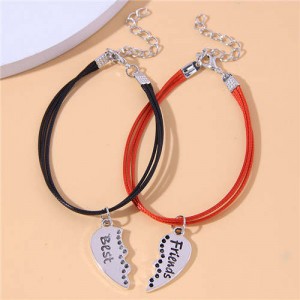 Red and Black Rope Texture Charm Fashion Friendship Bracelets