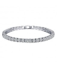 Classic Design Single Row Glisten Rhinestone Wedding Ornament Women Bracelet - Silver