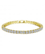 Classic Design Single Row Glisten Rhinestone Wedding Ornament Women Bracelet - Silver