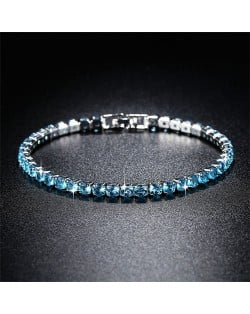 Classic Design Single Row Glisten Rhinestone Wedding Ornament Women Bracelet - Golden