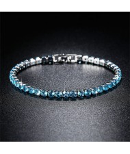 Classic Design Single Row Glisten Rhinestone Wedding Ornament Women Bracelet - Golden