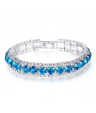 Korean Fashion Full Rhinestone Decorated Super Bling Wholesale Women Bracelet - Luminous White