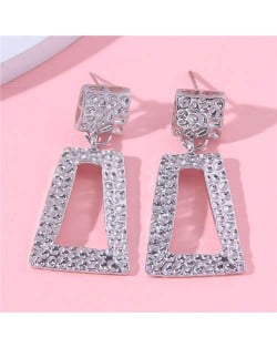 Silver Fashion Coarse Texture Geometric Design Wholesale Women Stud Earrings