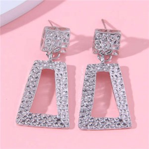 Silver Fashion Coarse Texture Geometric Design Wholesale Women Stud Earrings