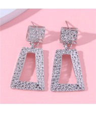 Silver Fashion Coarse Texture Geometric Design Wholesale Women Stud Earrings