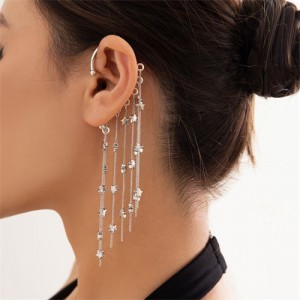 (1pc)Sweet Cool Style Stars Long Tassel Fashion Wholesale Women Earring - Silver