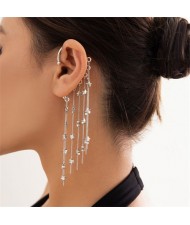 (1pc)Sweet Cool Style Stars Long Tassel Fashion Wholesale Women Earring - Silver