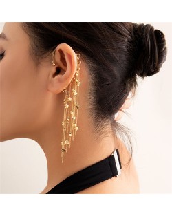 (1pc)Sweet Cool Style Stars Long Tassel Earless Piercing Wholesale Earring - Silver