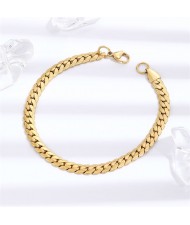 Hip-pop Style Popular Simple Thick Alloy Chain Wholesale Men Bracelet - Golden