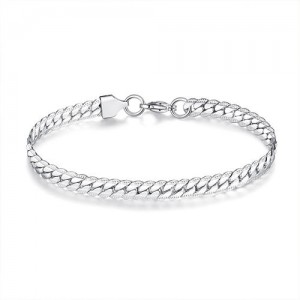 Hip-pop Style Popular Simple Thick Alloy Chain Wholesale Men Bracelet - Silver