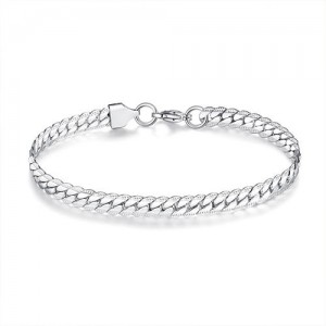 Hip-pop Style Popular Simple Thick Alloy Chain Wholesale Men Bracelet - Silver