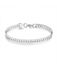 Hip-pop Style Popular Simple Thick Alloy Chain Wholesale Men Bracelet - Silver